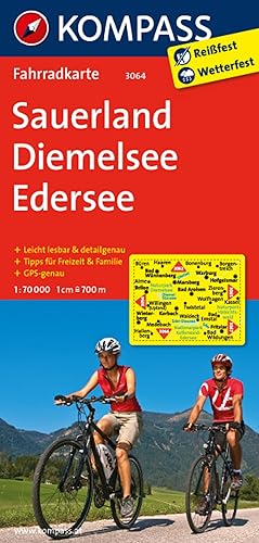 KOMPASS Fahrradkarte 3064 Sauerland - Diemelsee - Edersee 1:70.000: reiß- und wetterfest