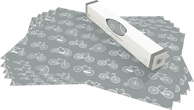 The Master Herbalist UNSCENTED & WIPE CLEAN Drawer Liners with a BICYCLE DESIGN on DUSK BLUE - Perfect for Bedroom Drawers, Wardrobe Shelves, Linen Cupboards & Kitchen Cabinets