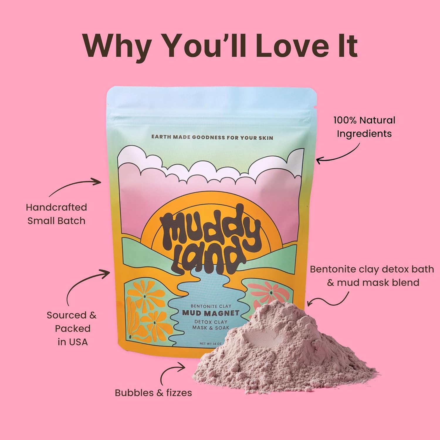 Bentonite Clay Detox Mud Bath Soak & Full Body Mud Mask - Magnetic Clay Bath with Epsom Salt, Body & Face Mask, Gift for Her - Mud Magnet by Muddyland - Image 10