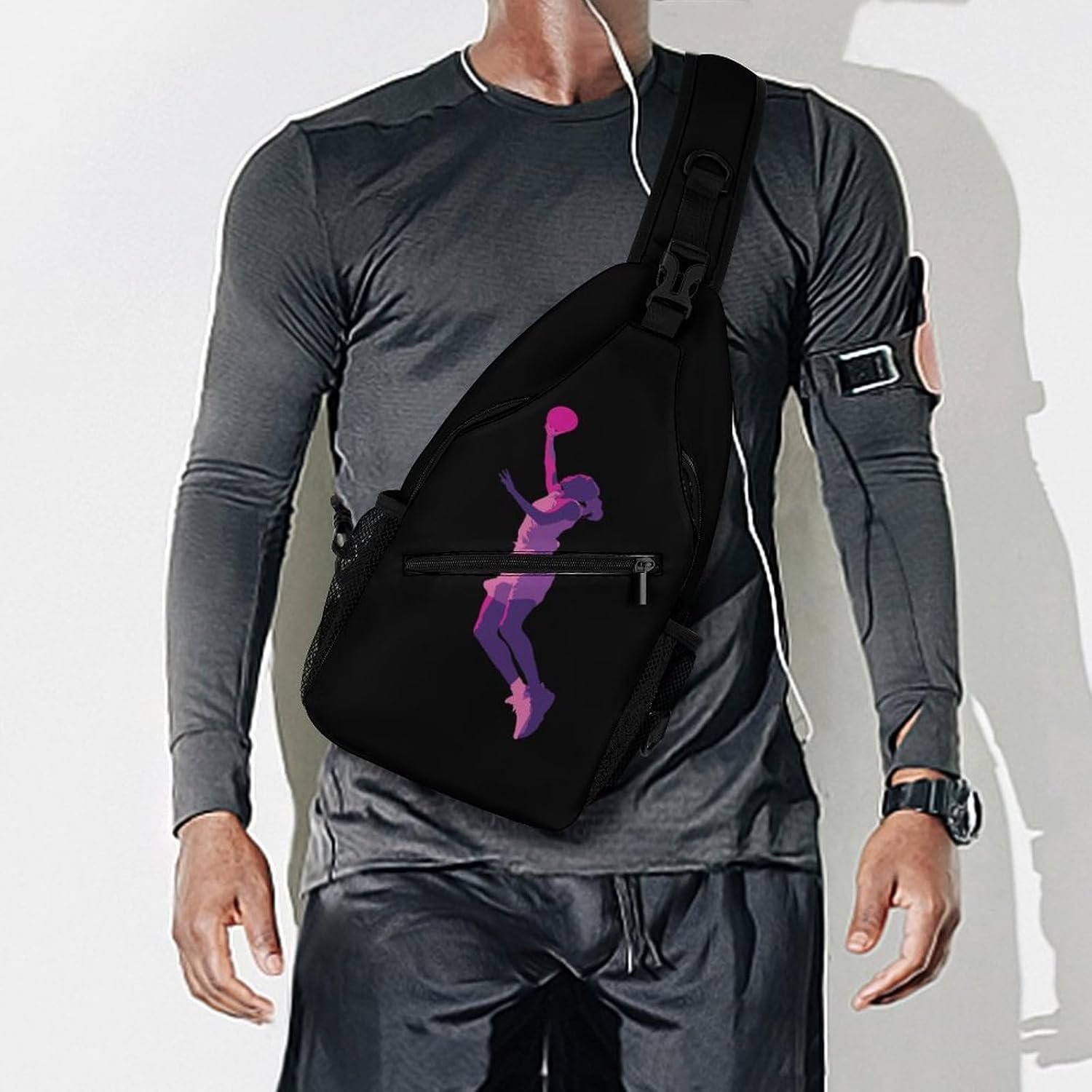 Basketball Girl Sling Bag Shoulder Chest Crossbody Bags Backpack | Fashion Pattern Casual Travel Hiking Daypack Breathable Shoulder Straps