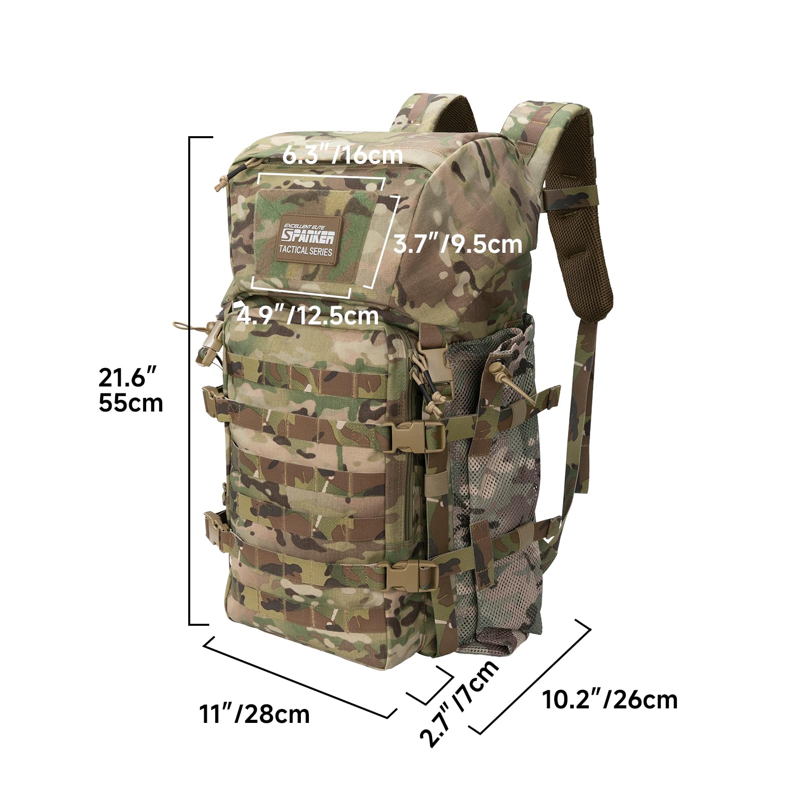 EXCELLENT ELITE SPANKER Plecak kempingowy, turystyczny, taktyczny, 40 l, duży plecak wojskowy na kemping, wędrówki i wycieczki z plecakiem (Multicam)