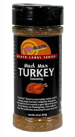 Dizzy Pig Mad Max Turkey Seasoning Rub 8oz Shaker - Seasons 30+lbs of Food - Hand Made in the USA - MSG Free, Gluten Free