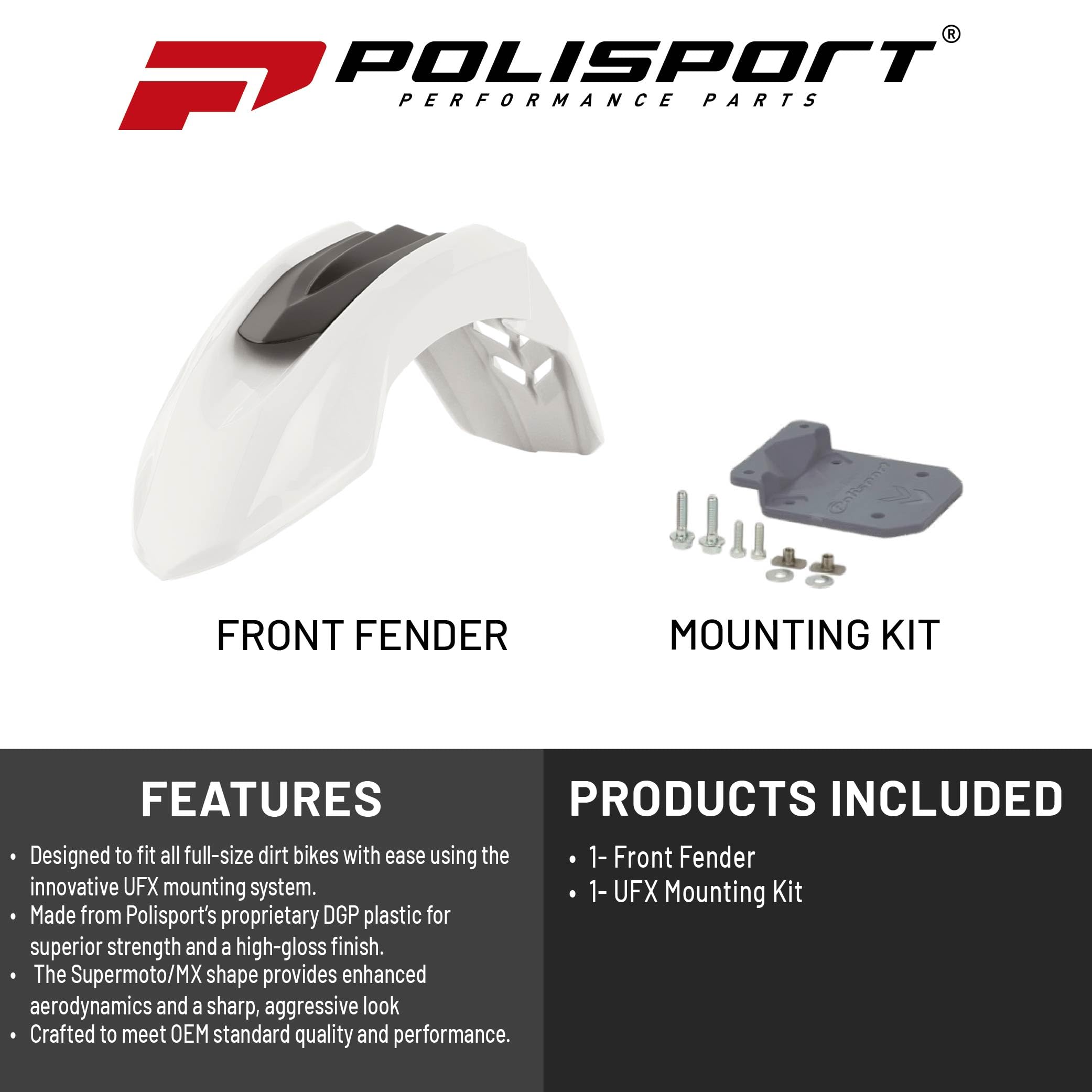Polisport SM-Line Garde-Boue Avant pour Moto Blanc