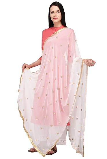 Pistaa's Women's Embroidered Chiffon Dupatta