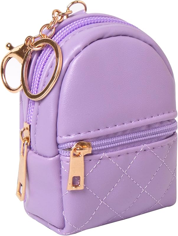 Grurun Necessaire de Maquiagem Mini Mochila em PU com Zíper e Chaveiro