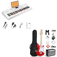 Vangoa VGK611 Piano Keyboard for Beginner, 61 Keys Electric Keyboard Piano AND Kids Electric Guitar Vangoa 30 Inch Electric Guitar for Kids Beginner