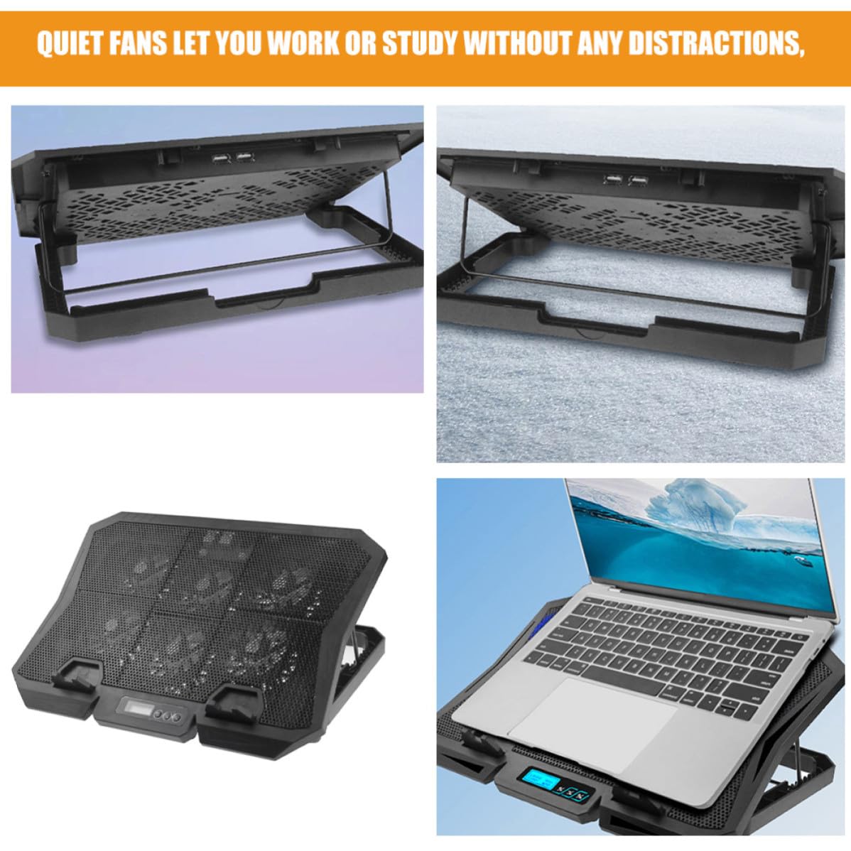 KALLORY Base Refrigeradora para Portátil de 15.6 Pulgadas Ventiladores Silenciosos y Diseño en Abs Adecuado para Celebracion Verano y Uso Prolongado en Laptops y PC