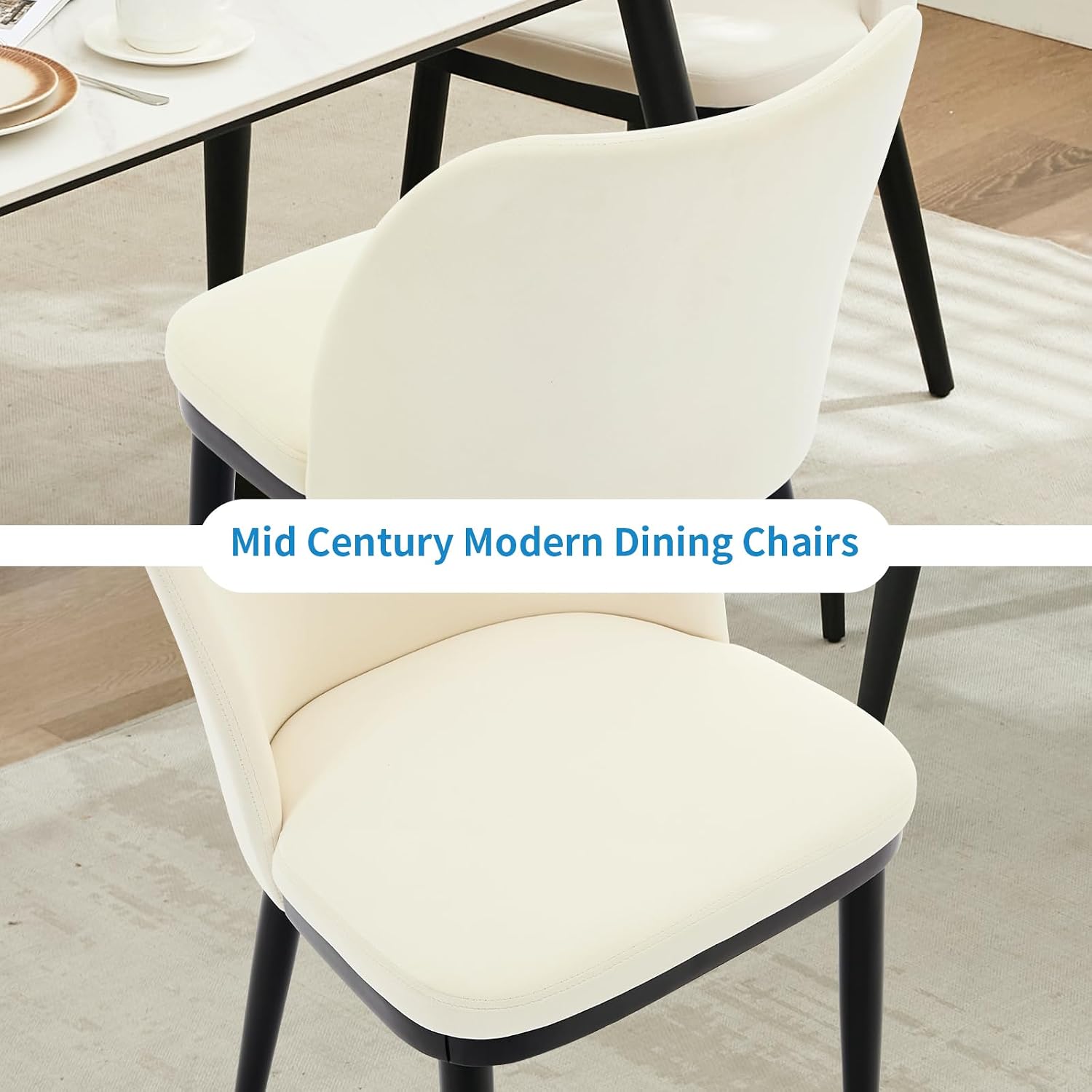 GAOMON Dining Chairs Set of 2, Upholstered Fabric Side Chairs with Padded Seat and Wood Legs, Modern Dining Room Chairs for Kitchen, Living Room, Restaurant, or Café