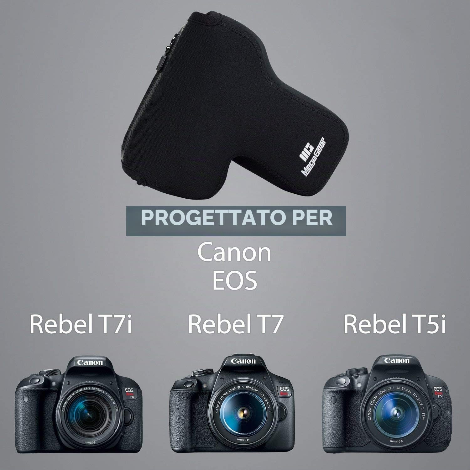 MegaGear Custodia in Neoprene per Canon EOS 2000D, 4000D, 800D (18-55 mm), 1300D, 100D, 700D