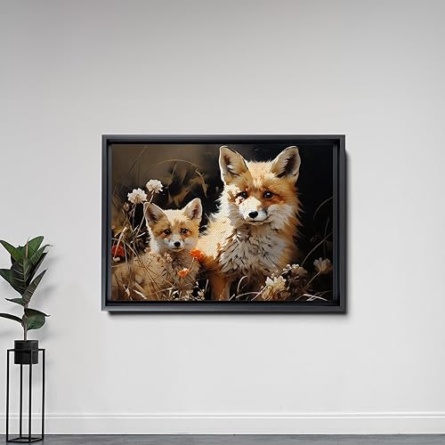 Miniatura 5 de Fox Mother Cub Print, In The Style Of Stencil,Based, Kids Wall Art, Kids Wall Art Display, Mom And Baby Animal Art Print, Decor Canvas, Home Decor