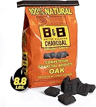 8.8 LB Organic Charcoal Briquettes for Grilling, BBQ Charcoal for Smoker...