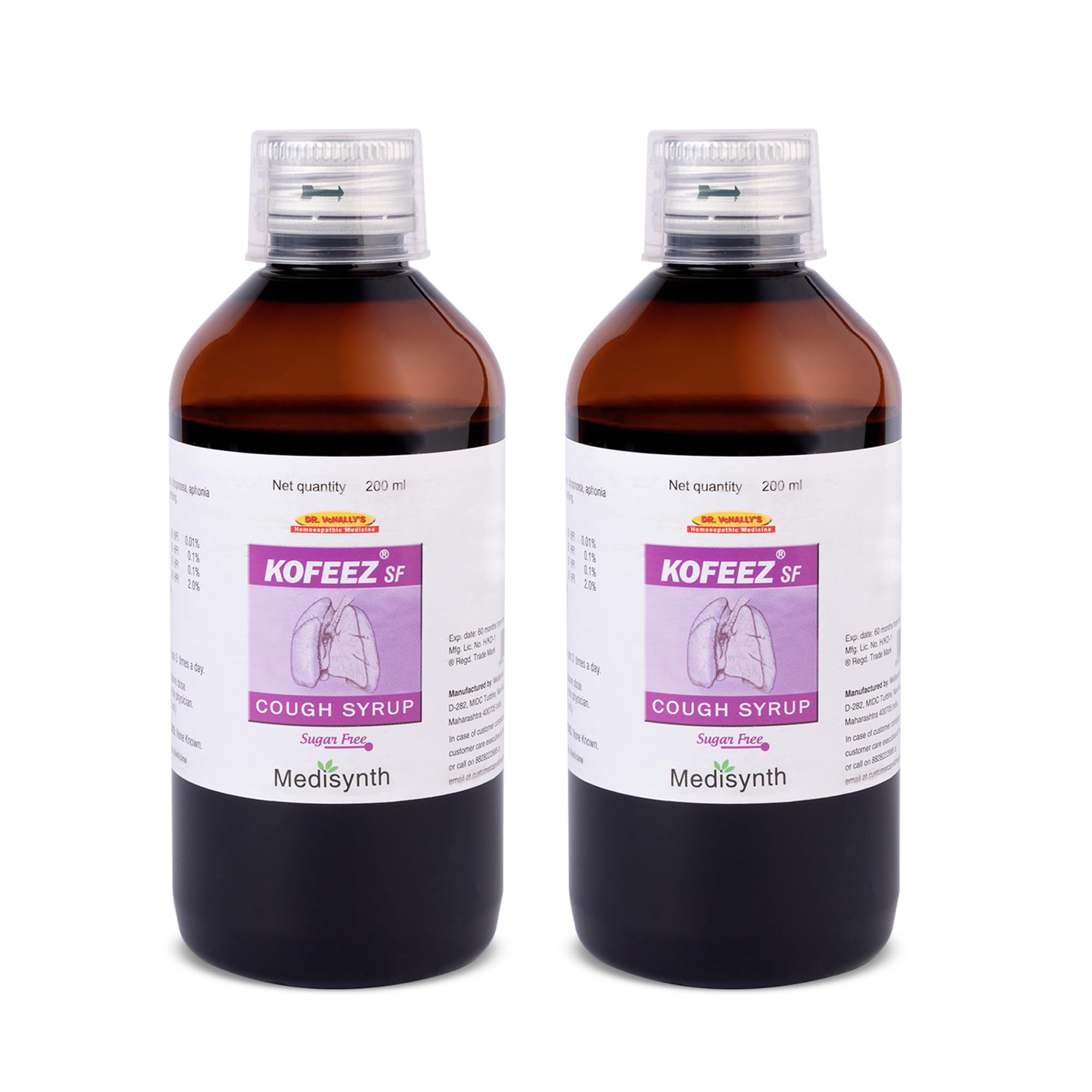 Buy MEDISYNTH Kofeez SF Sugar Free Cough Syrup 200ml (Pack of 2