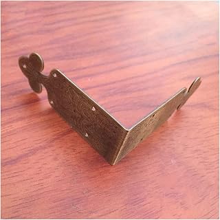 NINOMA 65MM Antique Chinese Copper Corner Jewelry Box Wrap Angle All Copper Decoration Strip Sided Pierced Flower Bronze/Brass 4pcs