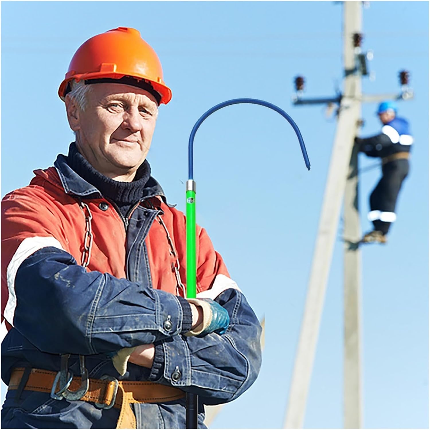 Rescue Hook Emergency Rescue Sticks 1m 1.5m 2m 3m Long Power High-Voltage Special Rescue Hook for Electrical Safety/Utility Lineworker, Portable Emergency Life-Saving Tool, Pulling Hook for Body(Green