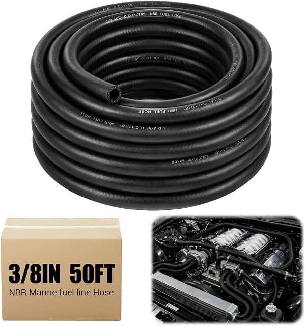 Outus 3/8 Inch ID 50ft NBR Rubber Fuel Line Hose