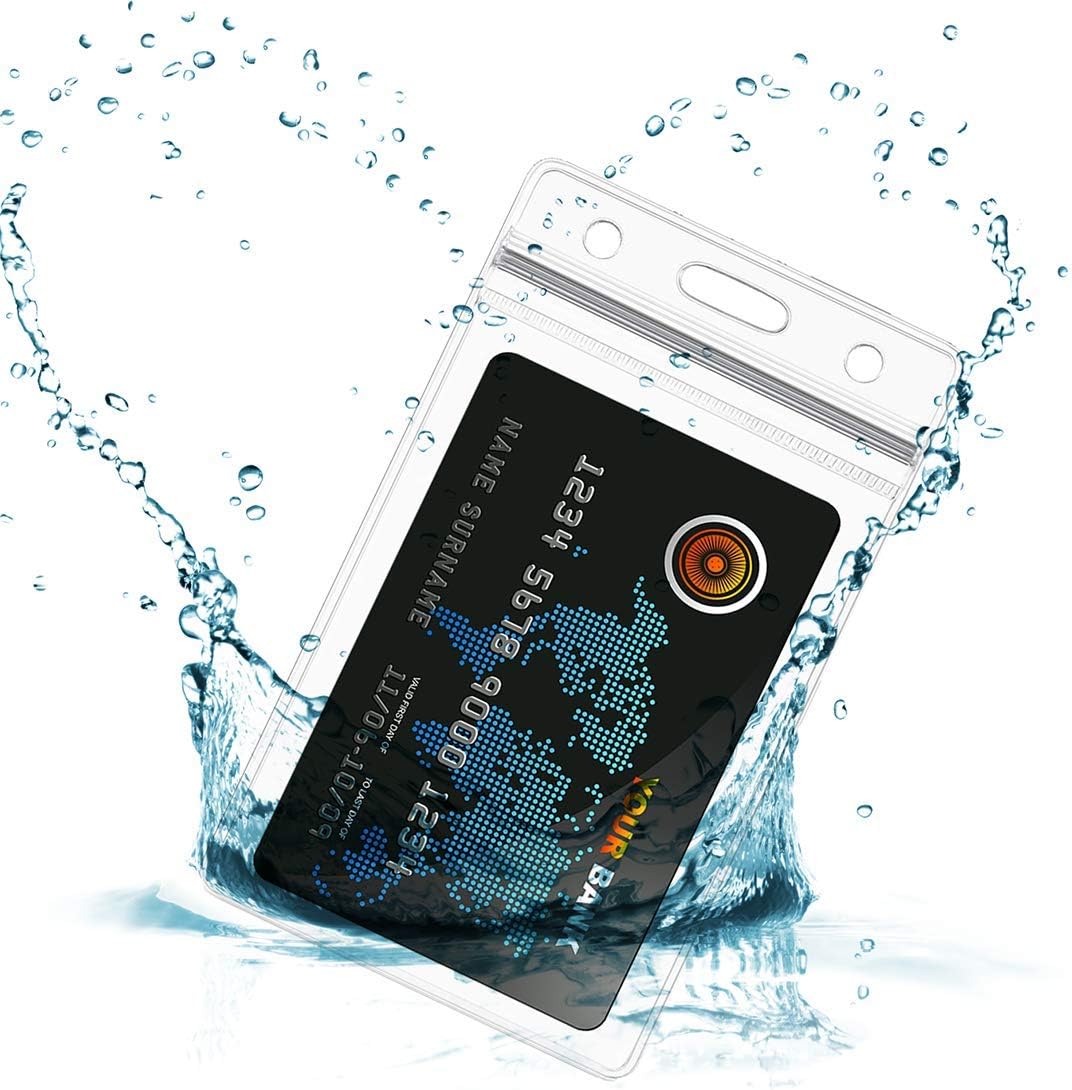 Lanyard with ID Holder 50 Pcs Waterproof Name Tag Vertical Badge ID Card Holders ID Pass Holder and 50 Pcs Flat Neck Blue Lanyards Swivel Hook - Image 4