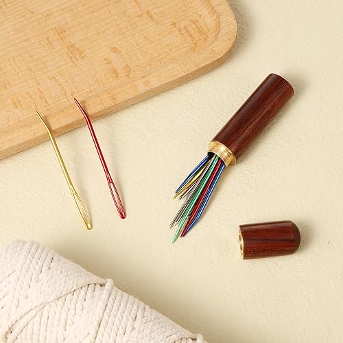 Miniatura 3 de Kit de 17 agujas de coser de ojo grande, agujas romas de acero inoxidable y agujas de tapiz dobladas, agujas de tapiz afiladas, agujas de tejer a