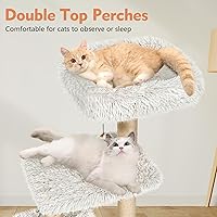 Vista 2 de KAMABOKO - Árbol alto para gatos de 41 pulgadas - Árboles de gato de madera con torre, condominio para gatos, hamaca y percha superior, árbol