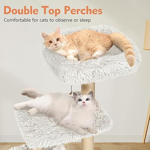 Miniatura 2 de KAMABOKO - Árbol alto para gatos de 41 pulgadas - Árboles de gato de madera con torre, condominio para gatos, hamaca y percha superior, árbol