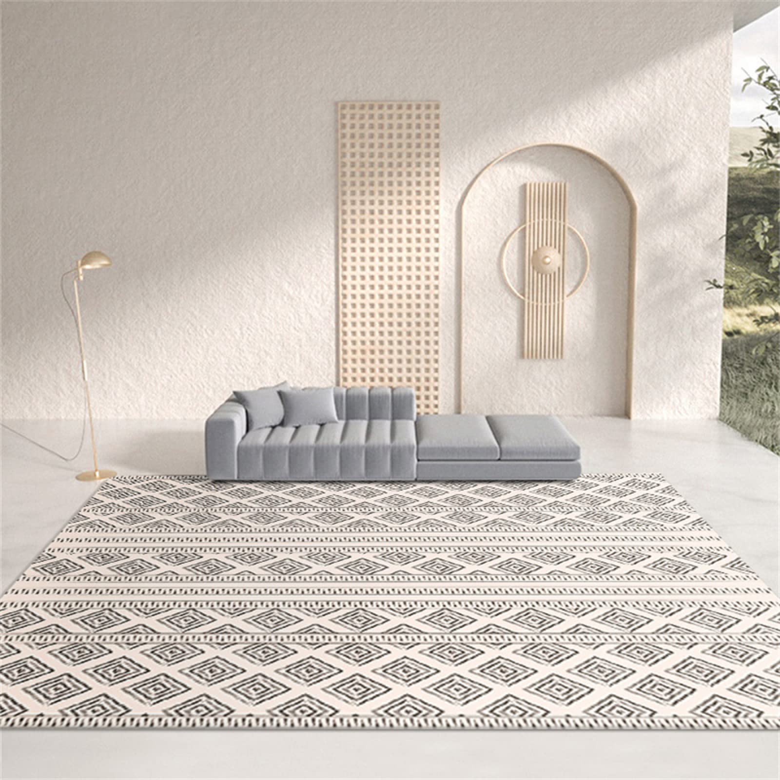 Tapis de bureau moderne gris pour terrasse extérieure et coin télétravail