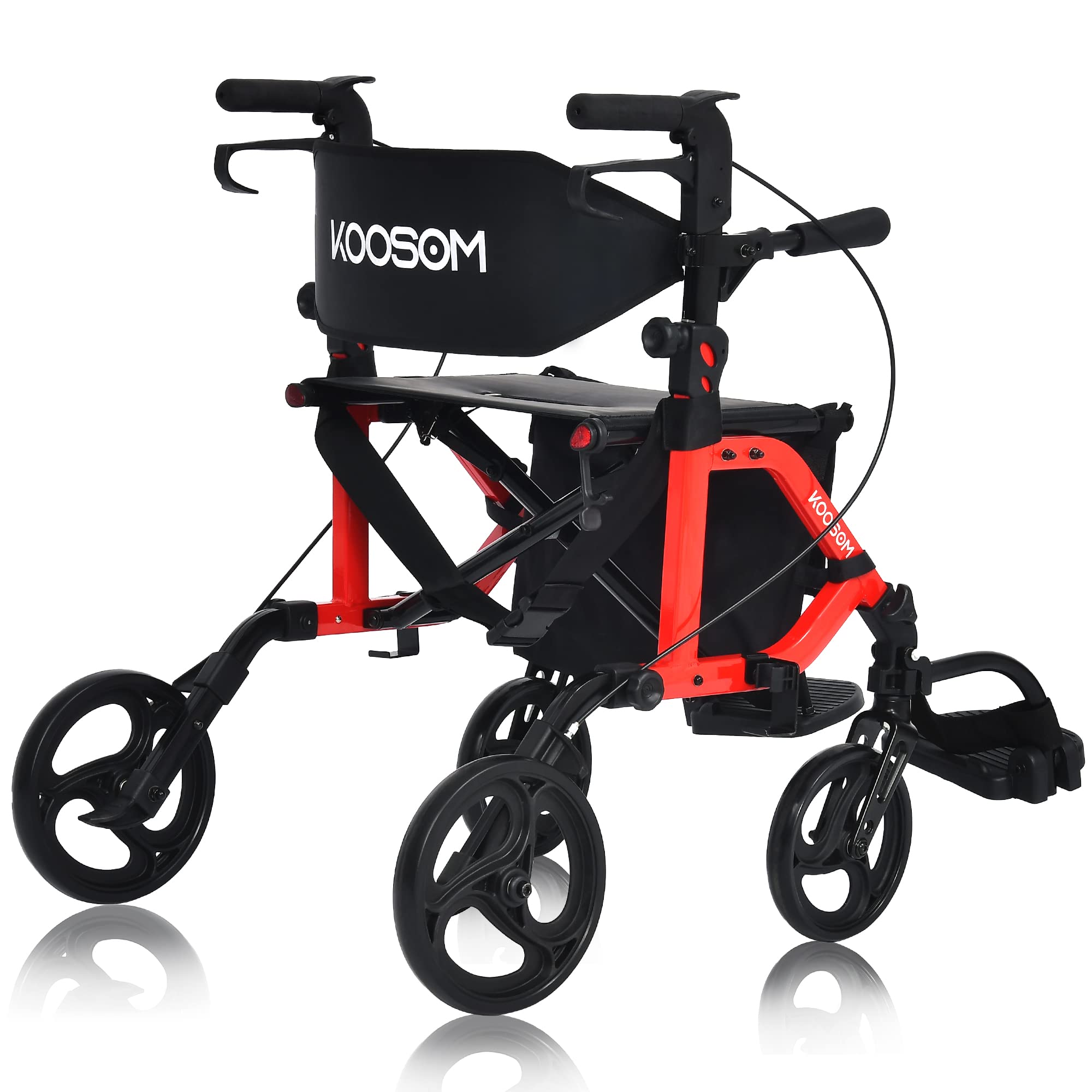 Photo 1 of 2 in 1 Rollator Walker for Seniors-Transport Walker Chair with 10 inch Wheels and Detachable Footrest,Easy Folding Medical Walker