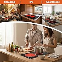 Vista 7 de 12 Inch Electric Cooktop, 2 Burners Built-in Electric Stove Top Hot Plate, Drop-in Ceramic Cooktop Kitchen Stoves with Touch Control, Safety Lock
