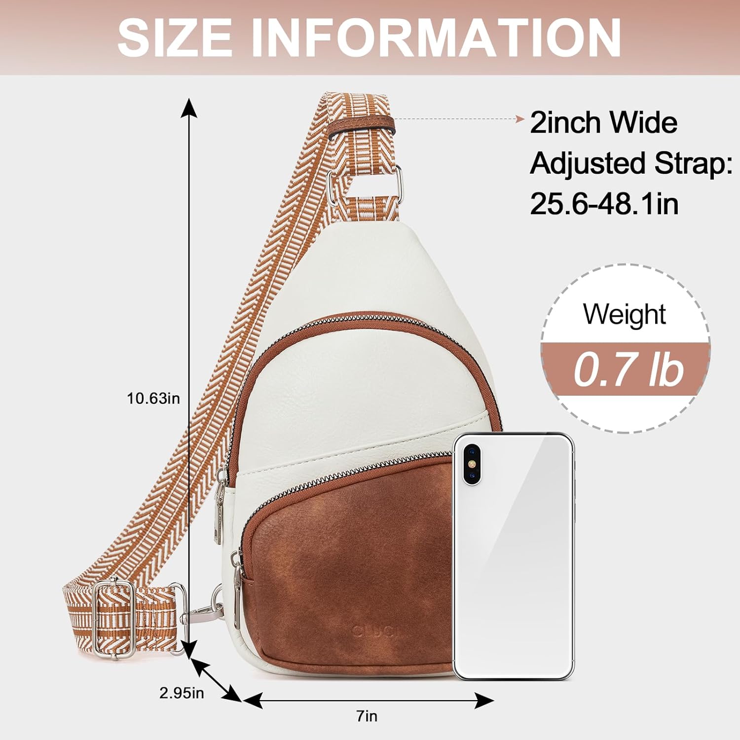 CLUCI Small Sling Bag for Women, Vegan Leather Fanny Pack Crossbody Bags for Women, Chest Bag With Guitar Strap - Image 5