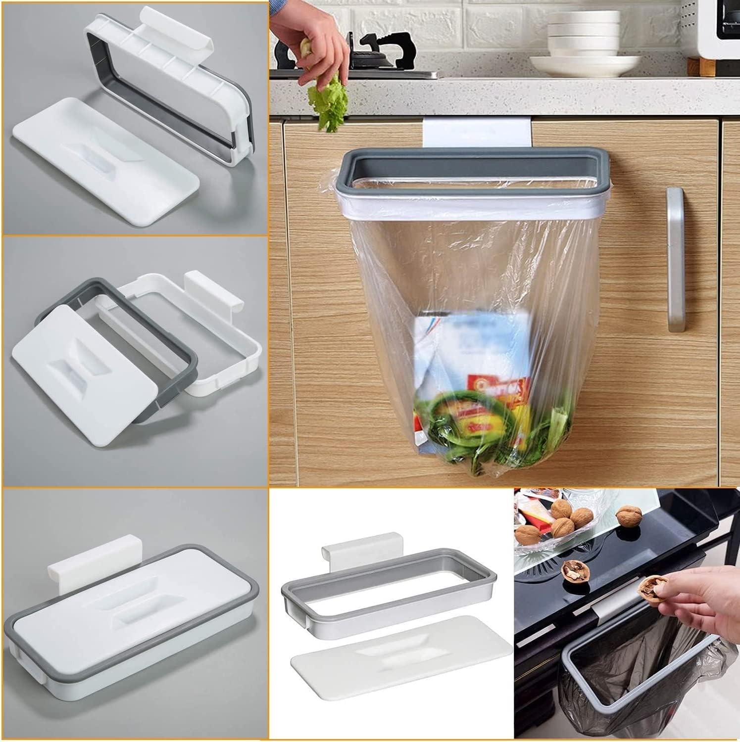 Sujeción para sacos residuos | Colgador para fundas de plástico | Gancho para cubo cajón caravana | Estructura mural para desechos | Contenedor plegable cocina