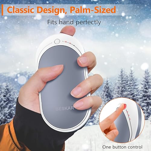 Miniatura 11 de BESKAR Calentador de manos recargable, calentador de manos eléctrico de 5200 mAh, calefacción de doble cara, carga rápida USB, calentador de manos