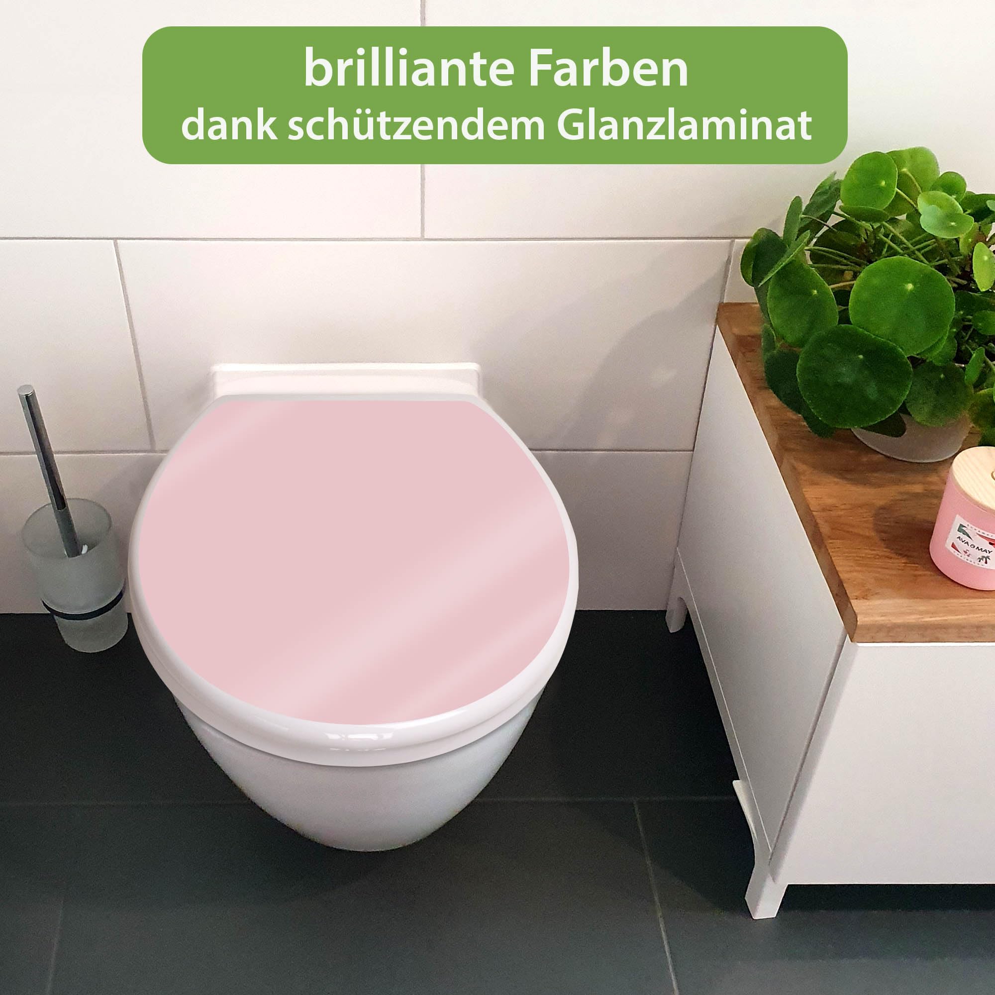 banjado Toilettendeckel mit Absenkautomatik 44,5x37cm - Soft Close Toilettensitz - WC Sitz mit Absenkautomatik - Klodeckel aus Duroplast mit Edelstahl Scharnieren, einfache Montage - Farbe Altrosa