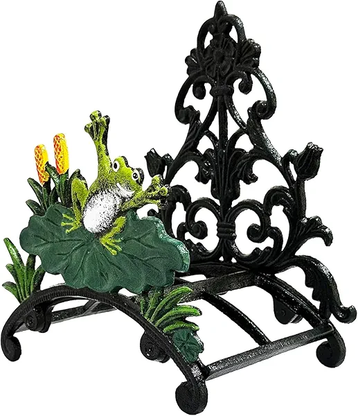 Garden Hose Holder Cast Iron Heavy Duty Water Hose Hanger, Outside Wall Mount Hose Hanger, Solid Metal Decorative Water Hose Rack/Organizer/Stand, Easy to Install, Hold Up to 50/75/100 ft (Green Frog)