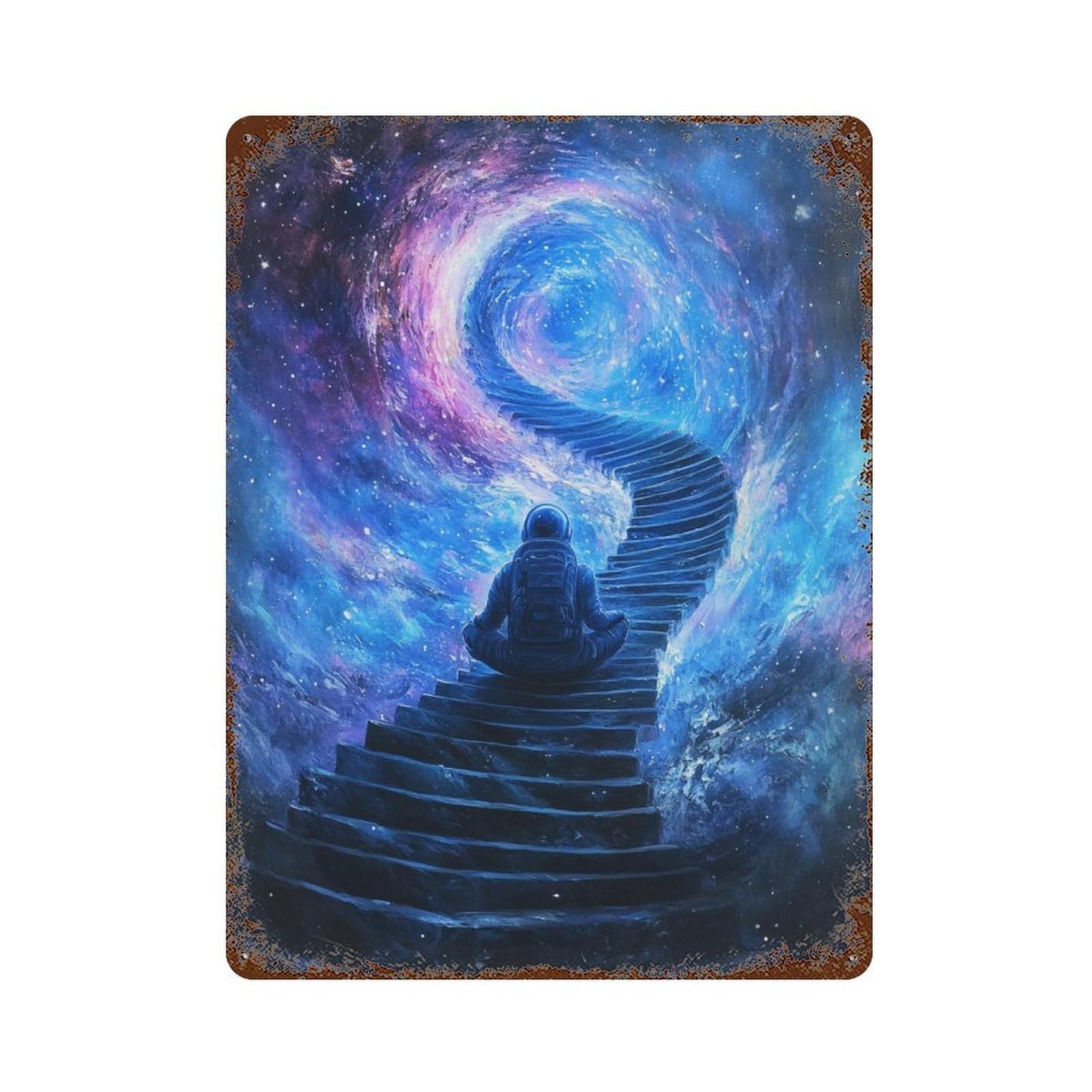 Stairway to The Stars Vintage Metal Tin Sign 15.7"x11.8", Ideal for Living Room, Hallway And Home Decor