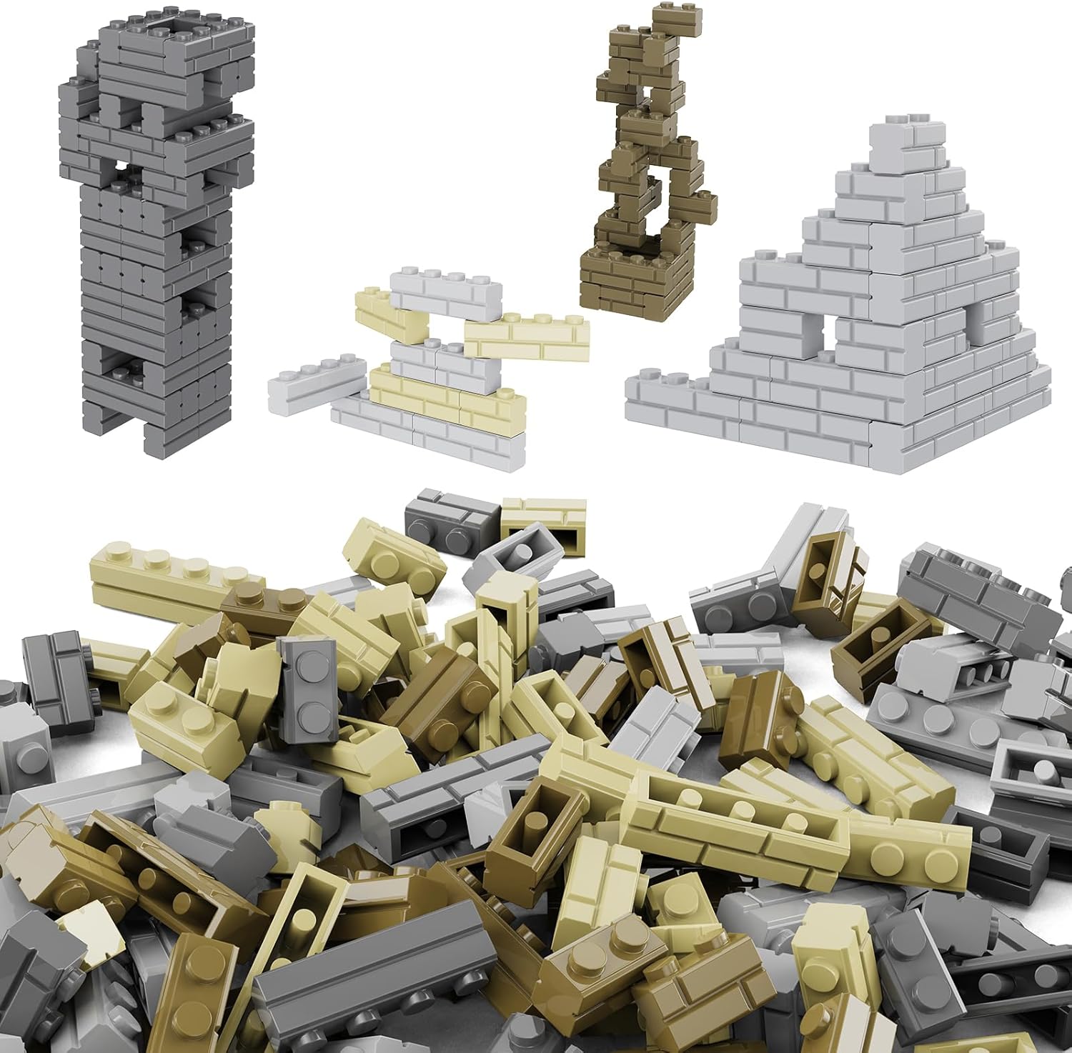 300Pcs Masonry Profile Bricks, Wall Bricks Blocks, Compatible with Major Brands Parts and Pieces, Creative Building Block Toys for Boys Girls Ages 6 7 8 9 10 Year Old