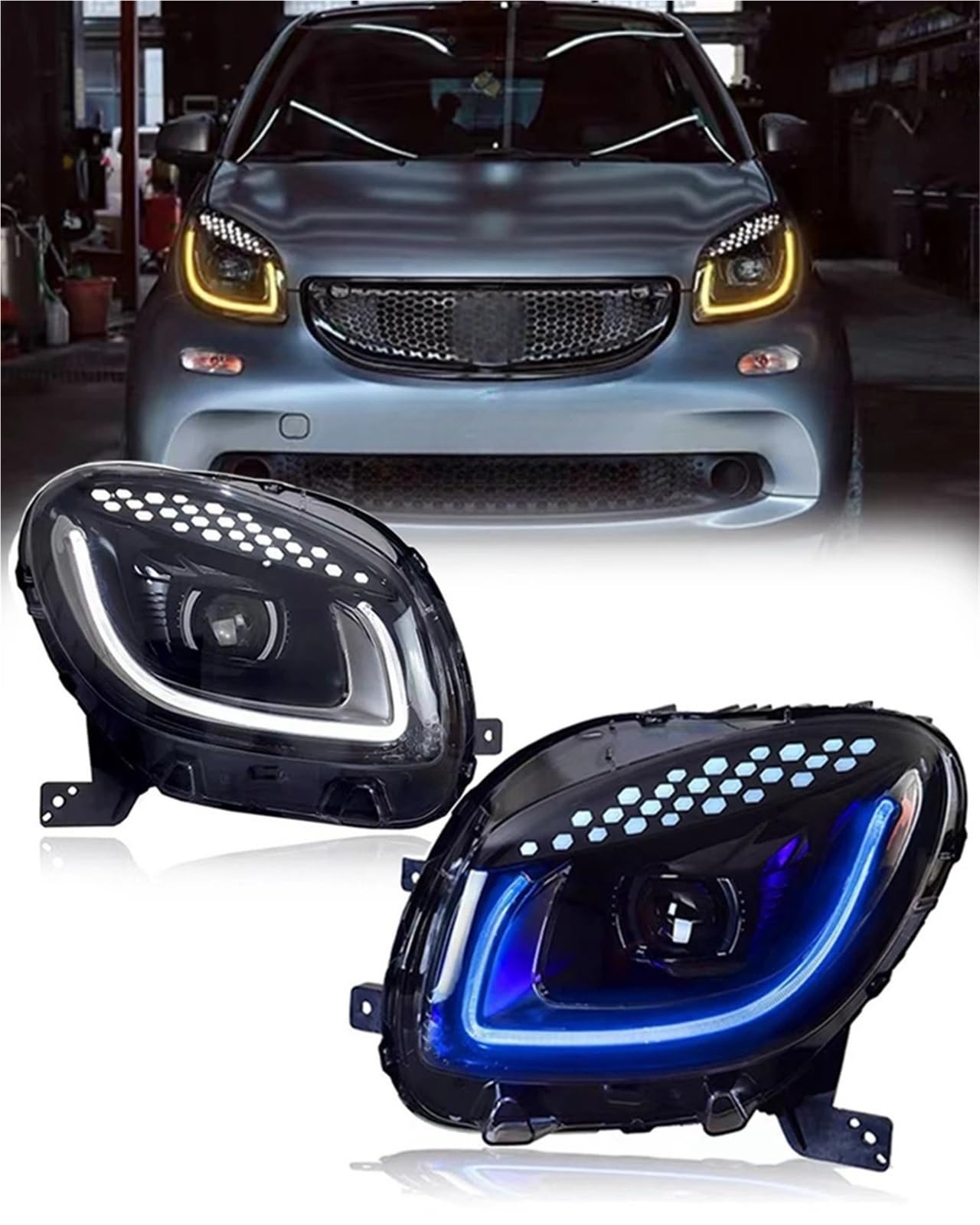 2 Pezzi Luci diurne per Auto DRL Gruppo fari Anteriori Luci diurne per Smart 453 Fortwo Forfour Accessori Benz
