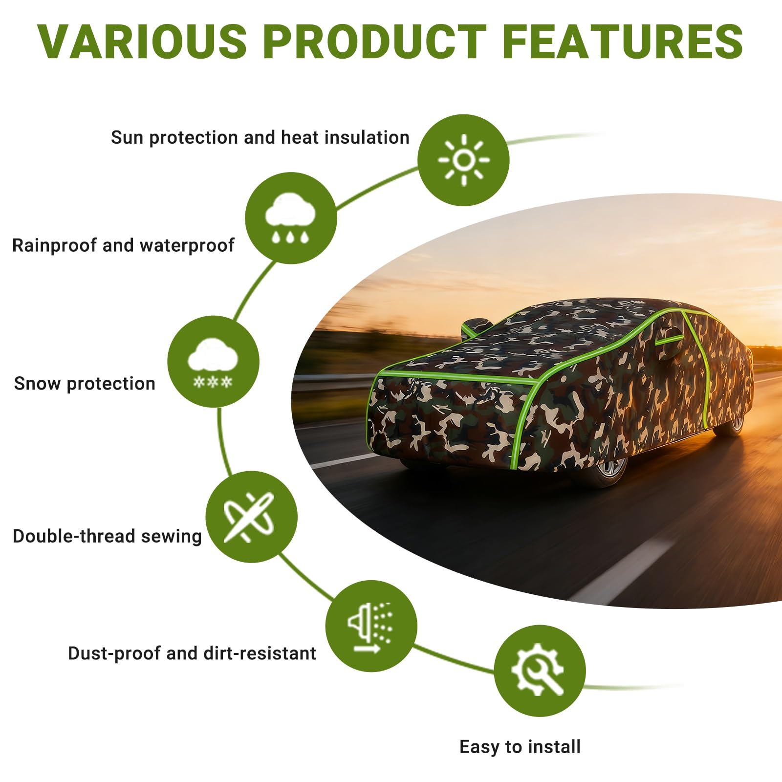 Telo copriauto per Mercedes Glc220d Amg|Telo auto esterni,resistente tutte atmosferiche,con strisce riflettenti,impermeabile,antineve,resistente sole e alla polvere