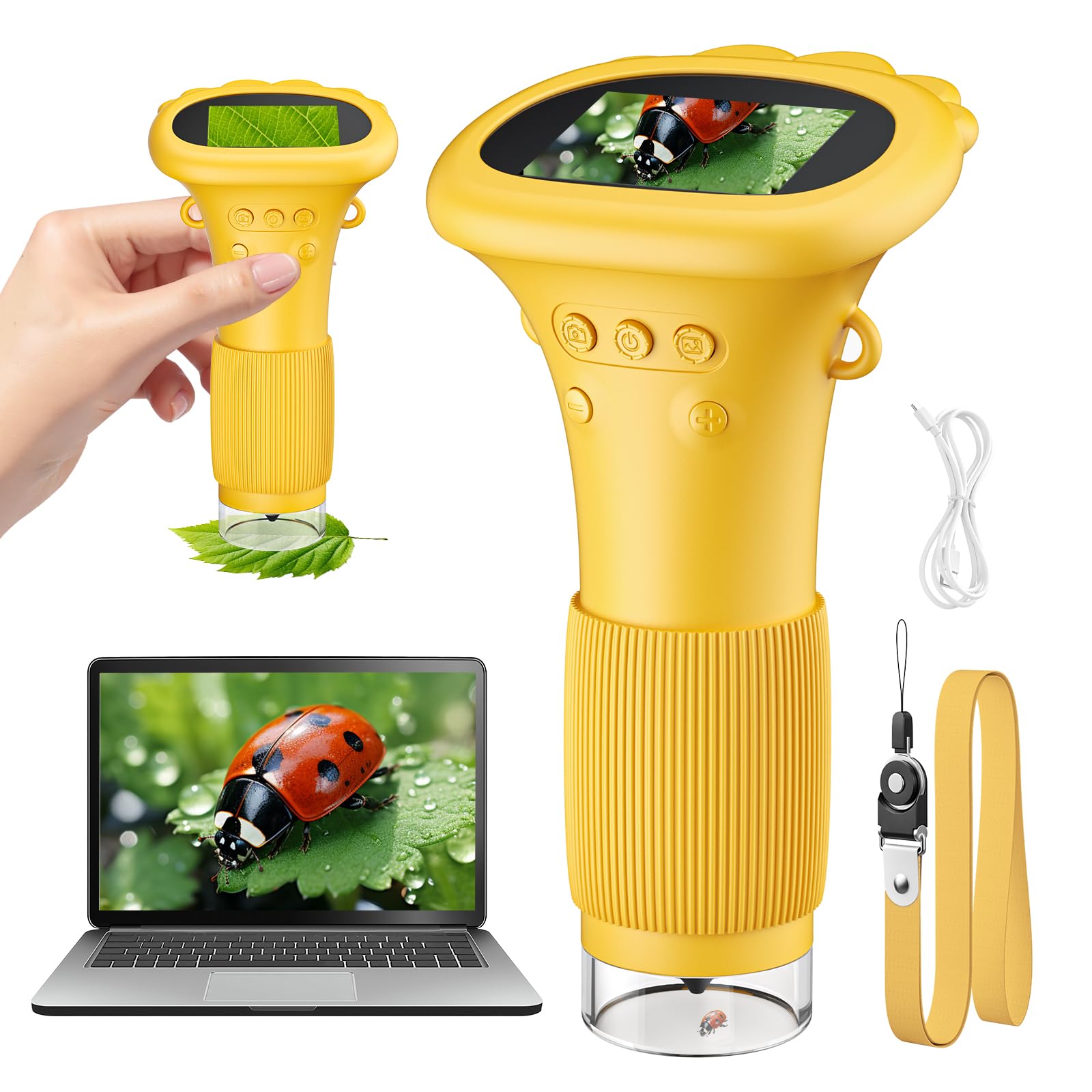 Microscope Numérique Portable Pour Enfants - Grossissement 1000x - Écran 2 Pouces - Transfert PC - Éducatif