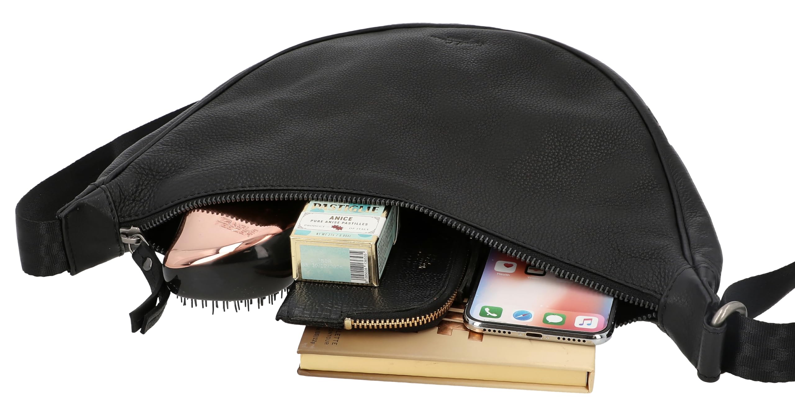 Gusti Bandolera de Cuero - Erika bolso de mano bolso hombro cuero negro