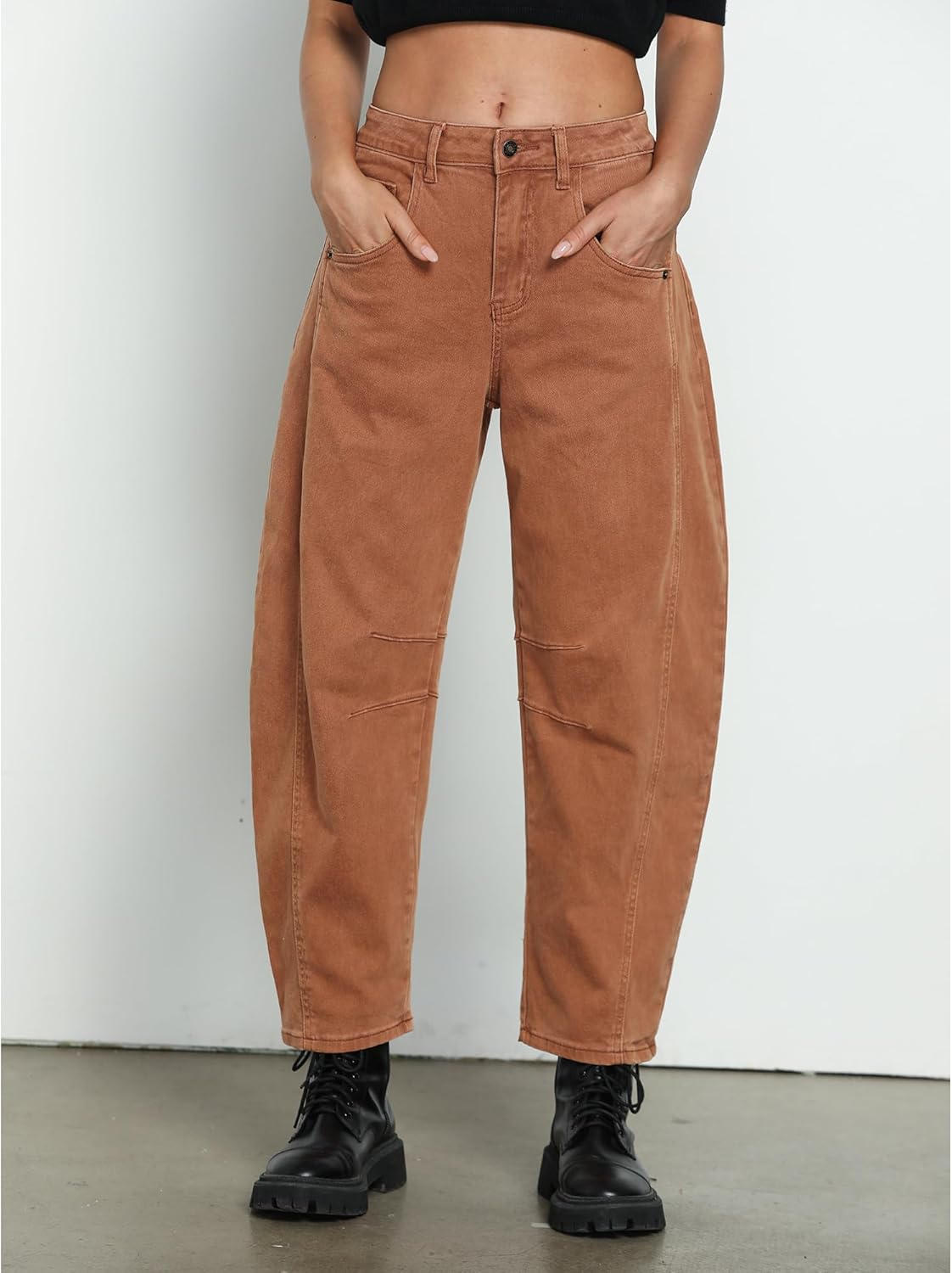 Utyful Barrel Jeans Women Cropped Baggy Trendy High Waisted Distressed Loose Stretch Denim Trouser Jeans with Pockets - Image 7