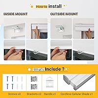 Vista 8 de Persianas Celulares Sin Cable, Persianas Opacas para Ventana para el Hogar, 22W x 48H, Plata Fría (Opaca)