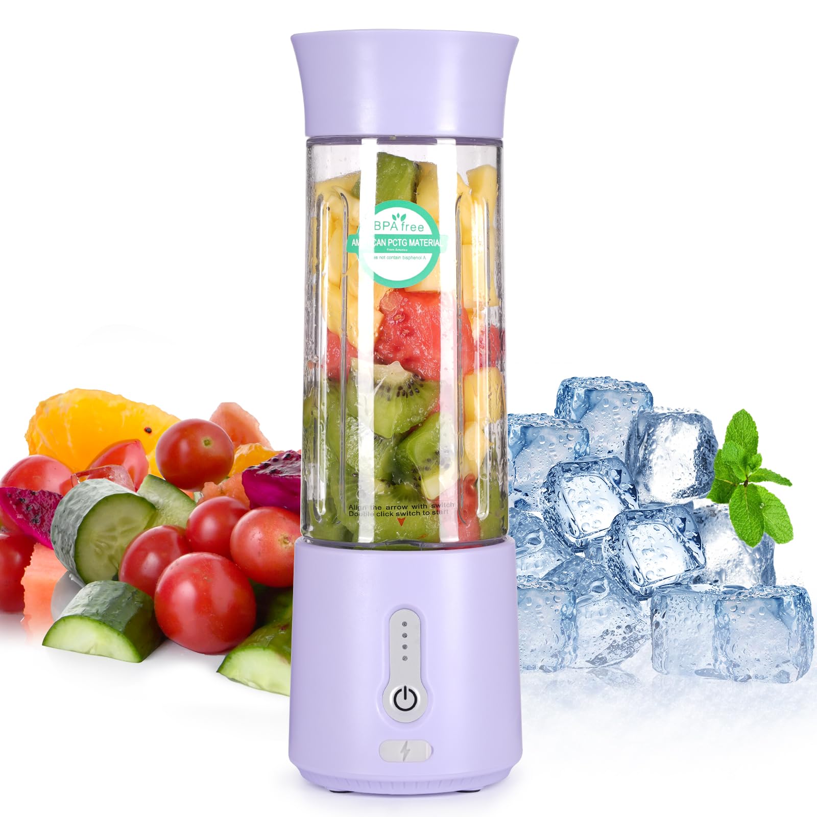 Sponsored Ad – 500ml Portable Blender, Mini Juicer Blender Machine for Smoothies, Wireless Small Travel Blender with Lid & Straw (Lavender)