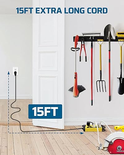 Miniatura 4 de DEWENWILS Regleta de alimentación de metal de 8 tomas con protector de sobretensiones y 2 puertos USB, certificación UL, cable de extensión de