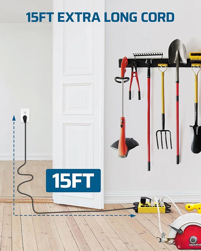 Multitoma metálica de 8 tomas con 2 puertos USB y cable de 15 pies miniatura 4