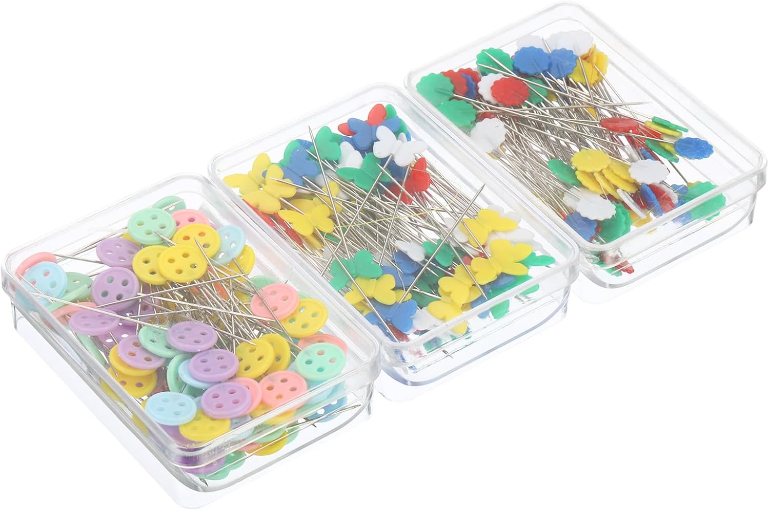 PATIKIL Sewing Pins, 300 Pcs Flat Head Straight Pins with Flower, Butterfly and