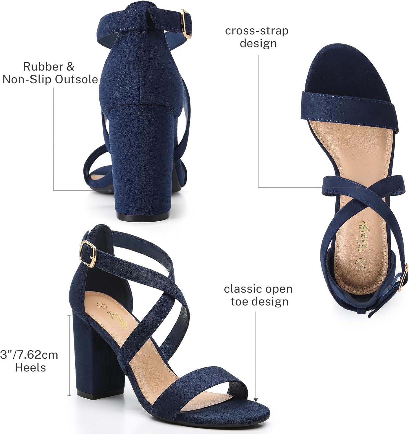 Trary Women’s Ankle Strap Dress Pump Open Toe Chunky Block Heel Sandals Comfy Wedding Shoes - Image 5