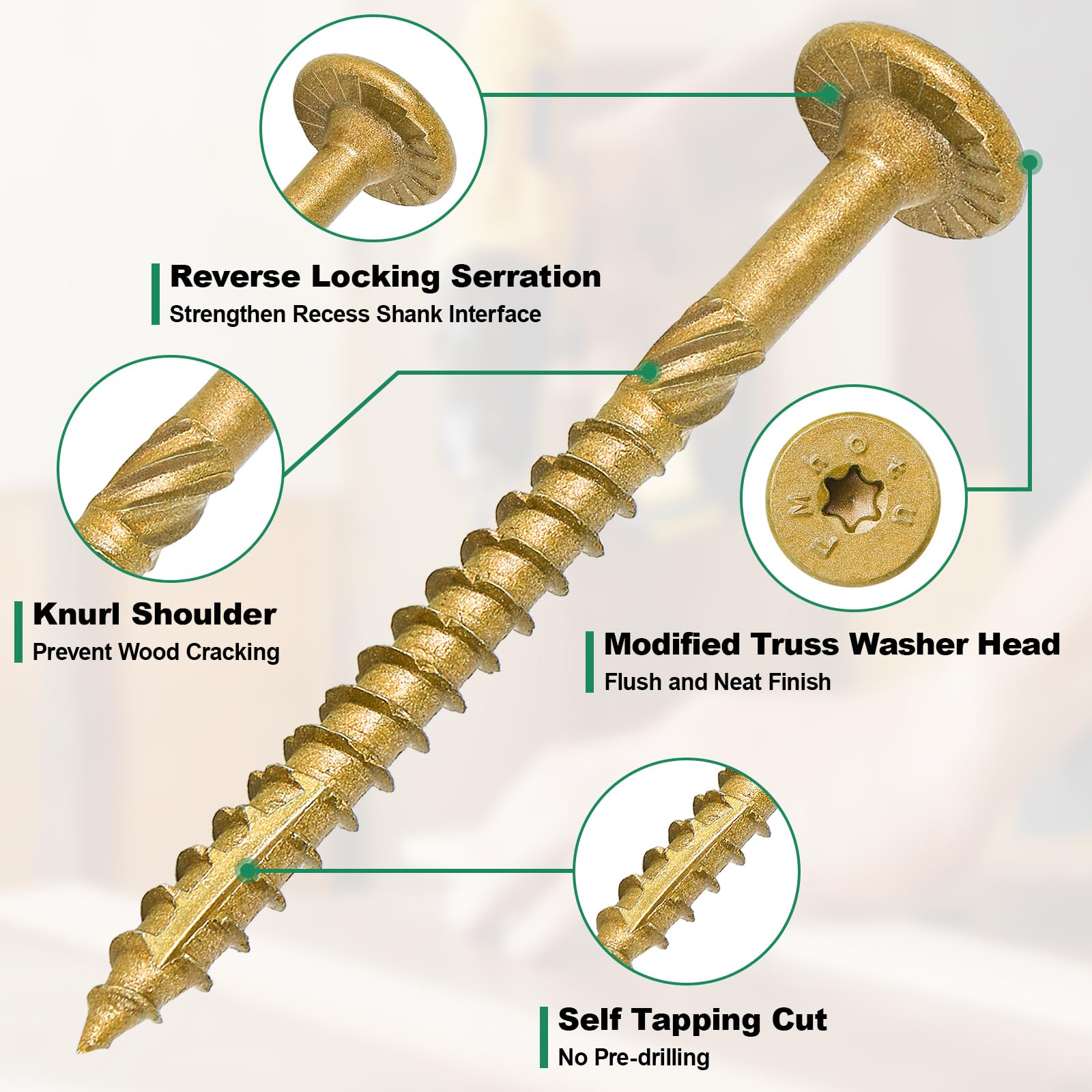 FMhotu Juego de tornillos de madera para exteriores de 2-7/8 pulgadas, 250 tornillos de cubierta de accionamiento estrella, tornillos de madera resistentes a la corrosión para madera/troncos/madera de