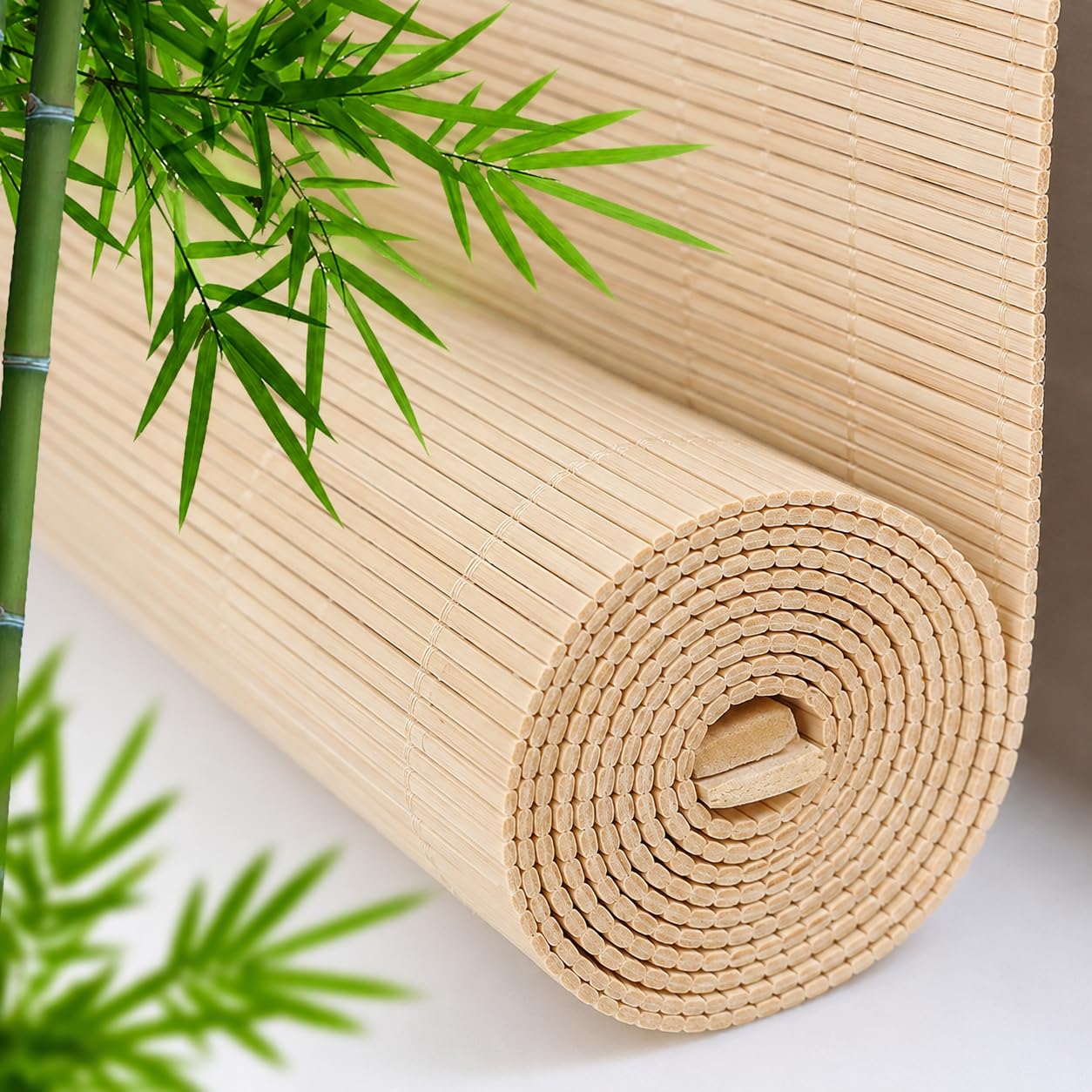 Outdoor Bamboo Blinds Roll Up Shade for Patio, Natural Bamboo Roller Blinds Privacy Screen, UV Sun Protection, Custom Size Roller Shades for Porch, Pergola, Balcony, Backyard (C)