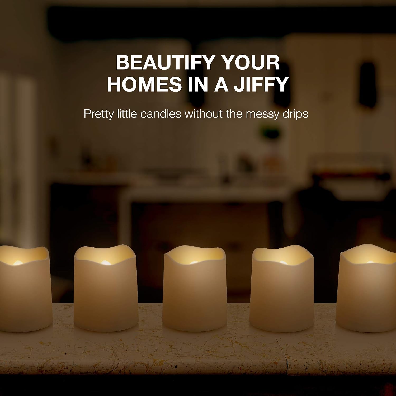 Vont Flameless LED Candles, Flickering, Battery Powered, Real Wax, Realistic Decor Unscented, Batteries Included (24 Pack)
