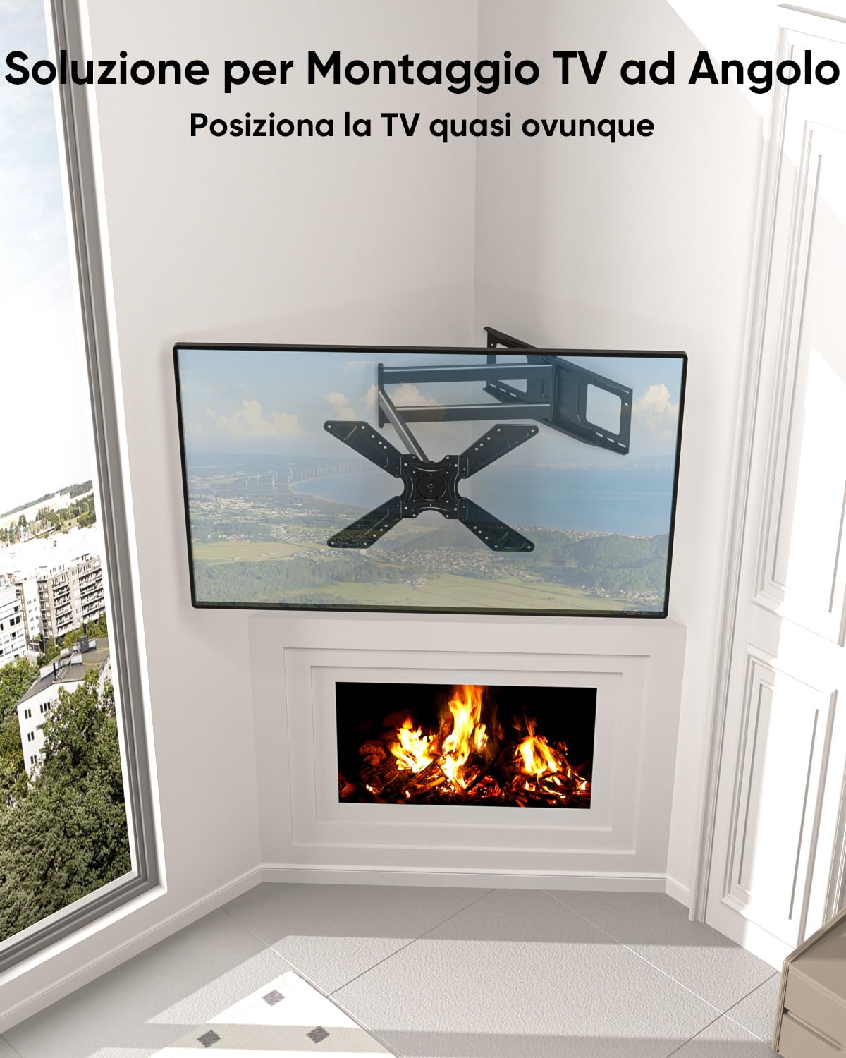 FORGING MOUNT Supporto TV Parete con Braccio Extra Lungo 1220mm per Schermi piatti/curvi da 26-75 Pollici fino a 50 kg, Staffa TV Girevole Inclinabile Orientabile, Max VESA 600 x 400mm