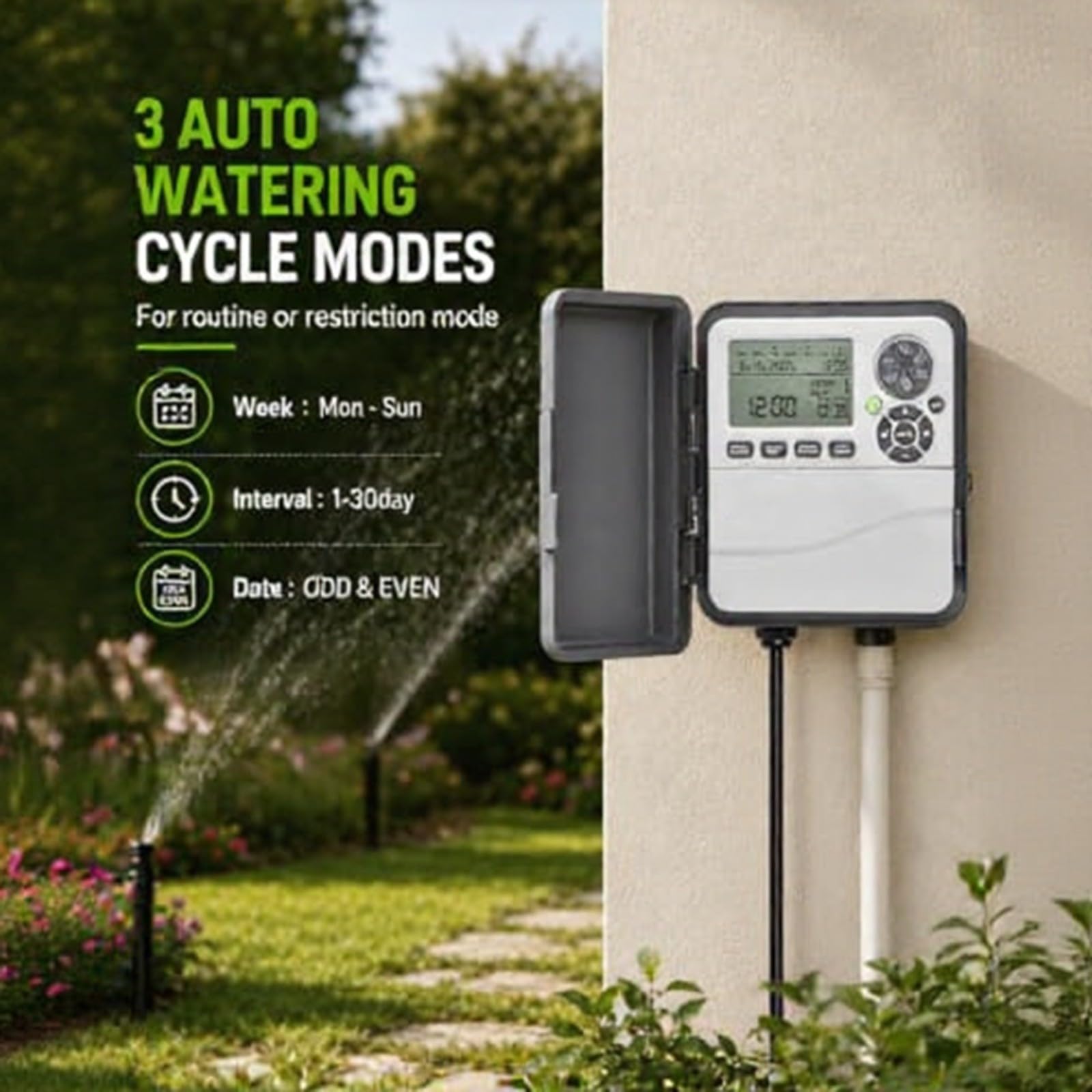 Regolatore automatico di irrigazione a 12 zone, programmabile, per irrigazione del giardino