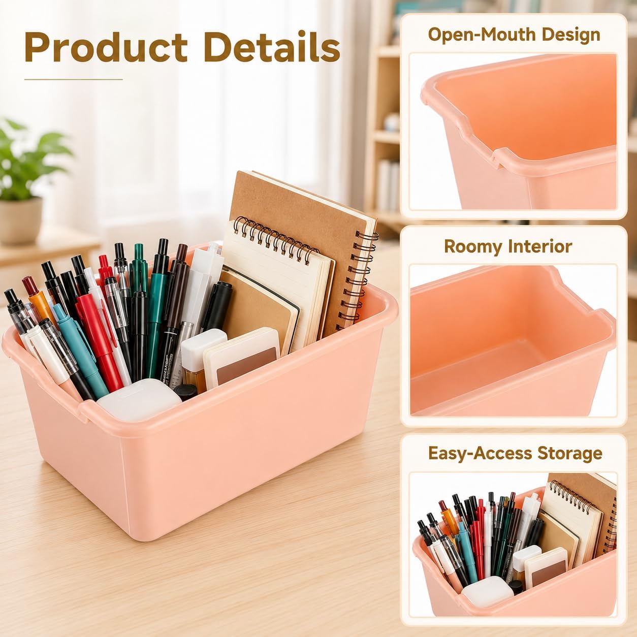 16 Pcs Plastic Book Bins for Classroom, 11.6 in Library Cubby Bins, Stackable Multi-Color Parts Organizers With Open-Mouth Design for Easy-Access, Heavy-Duty Stackable Containers for Home Office